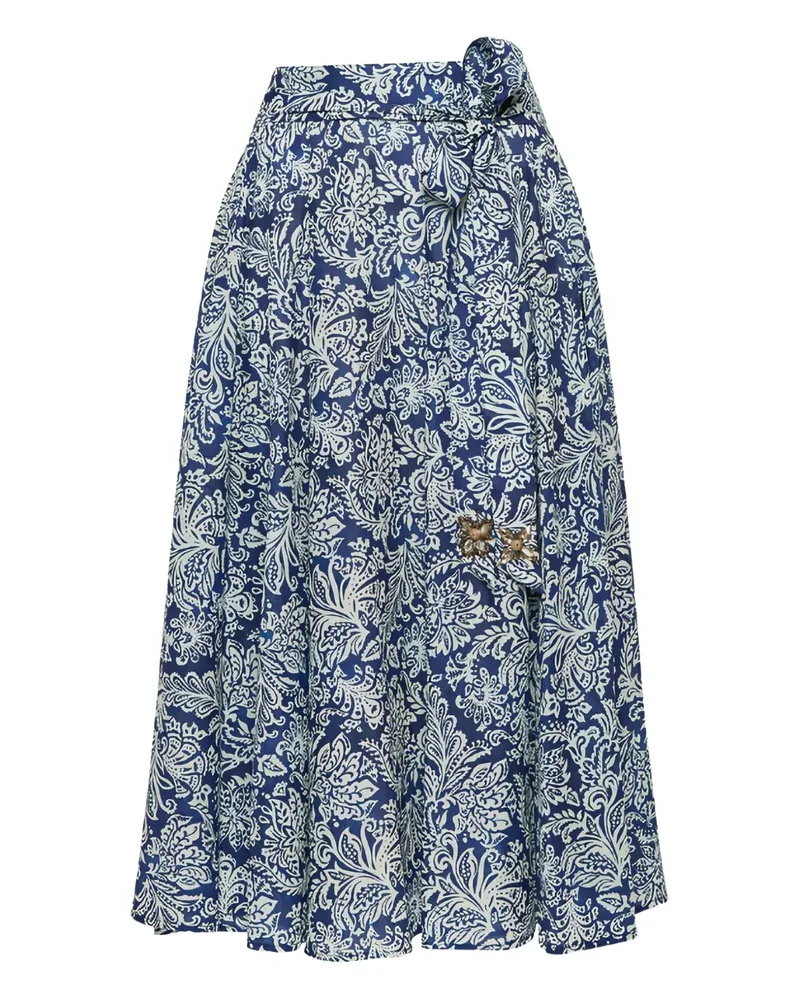 Maliparmi Midirock mit Blumen-Print - Blau Blau