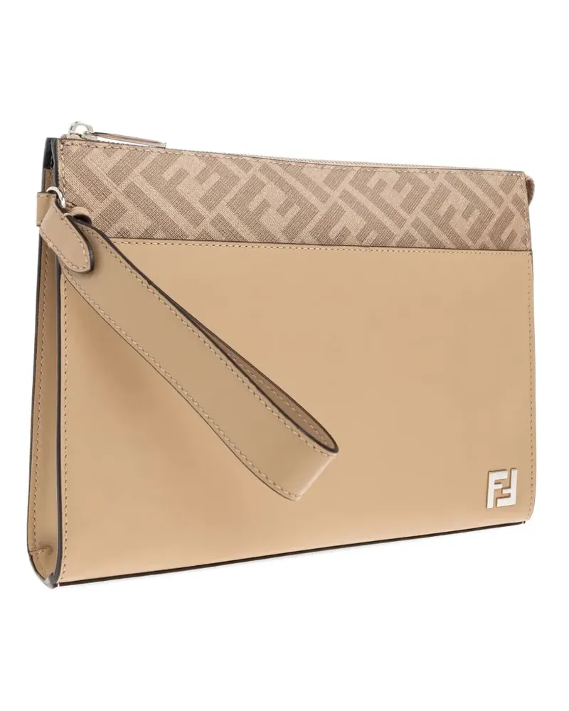 Fendi Clutch mit FF-Applikation - Nude Nude
