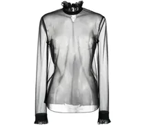 Semi-transparente Bluse mit Rüschen