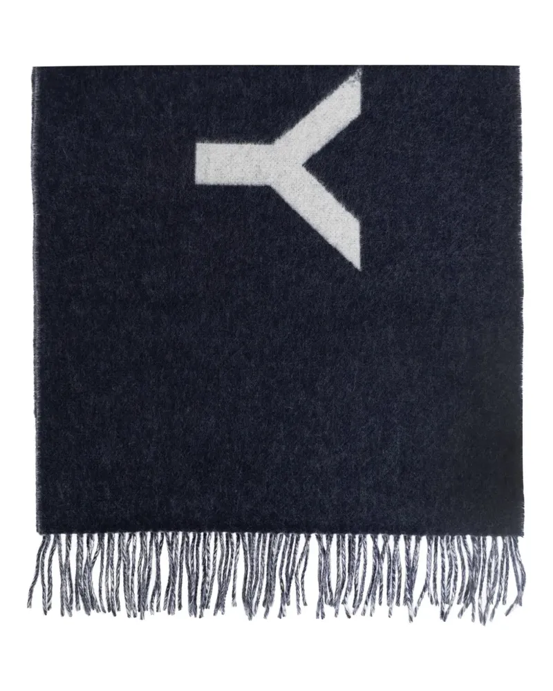 Bally fringed logo scarf - Blau Blau