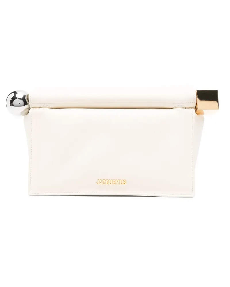 Jacquemus Kleine Rond Carré Clutch mit Metallic-Kugel - Nude Nude