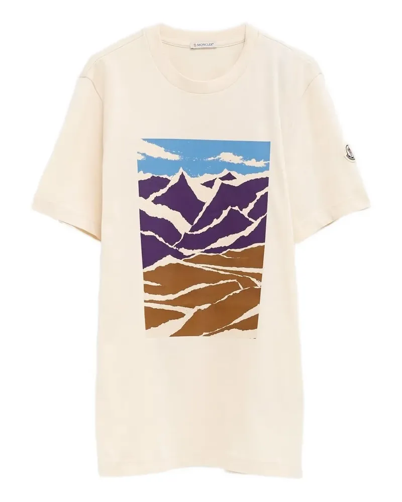Moncler T-Shirt mit Gebirge-Print - Nude Nude