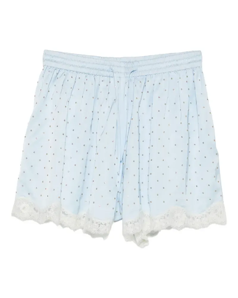 Sandro lace-trim rhinestone-embellished shorts - Blau Blau