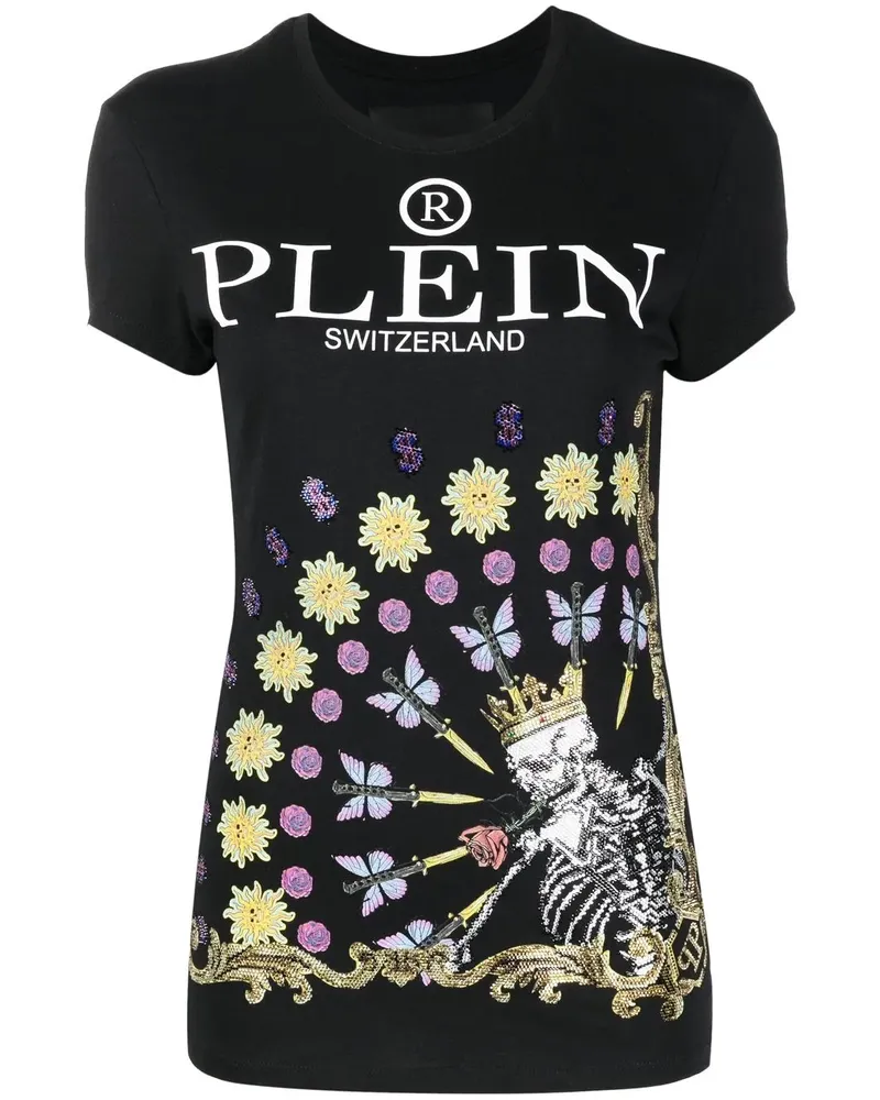 Philipp Plein T-Shirt mit Skelett-Print - Schwarz Schwarz