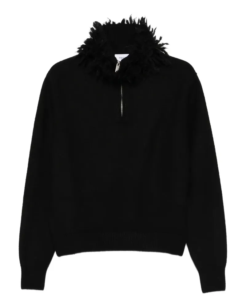 Alexander McQueen fringed-collar jumper - Schwarz Schwarz