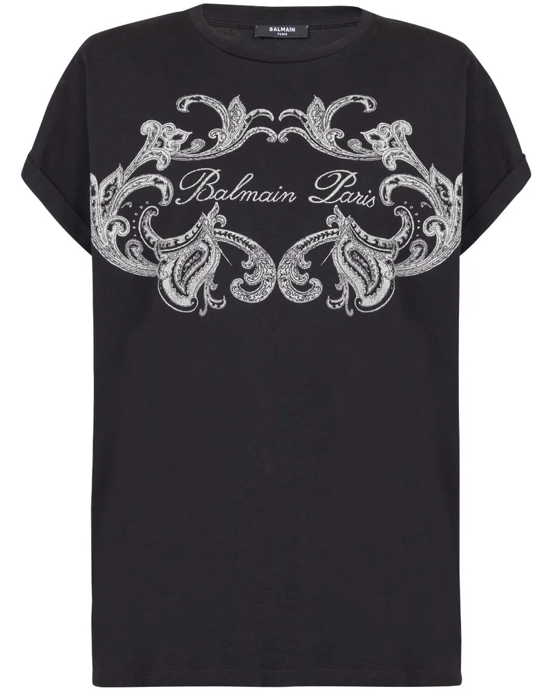 Balmain T-Shirt mit Logo-Print - Schwarz Schwarz