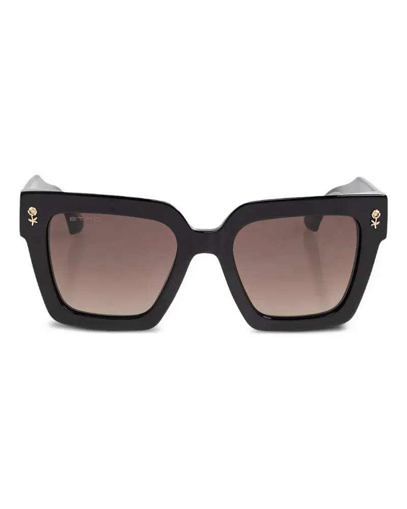 Etro rose-detail square-frame sunglasses - Schwarz Schwarz