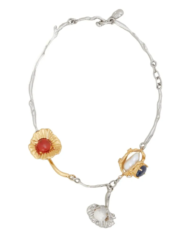 Marni Halskette mit Blumen-Anhänger - Silber Silber