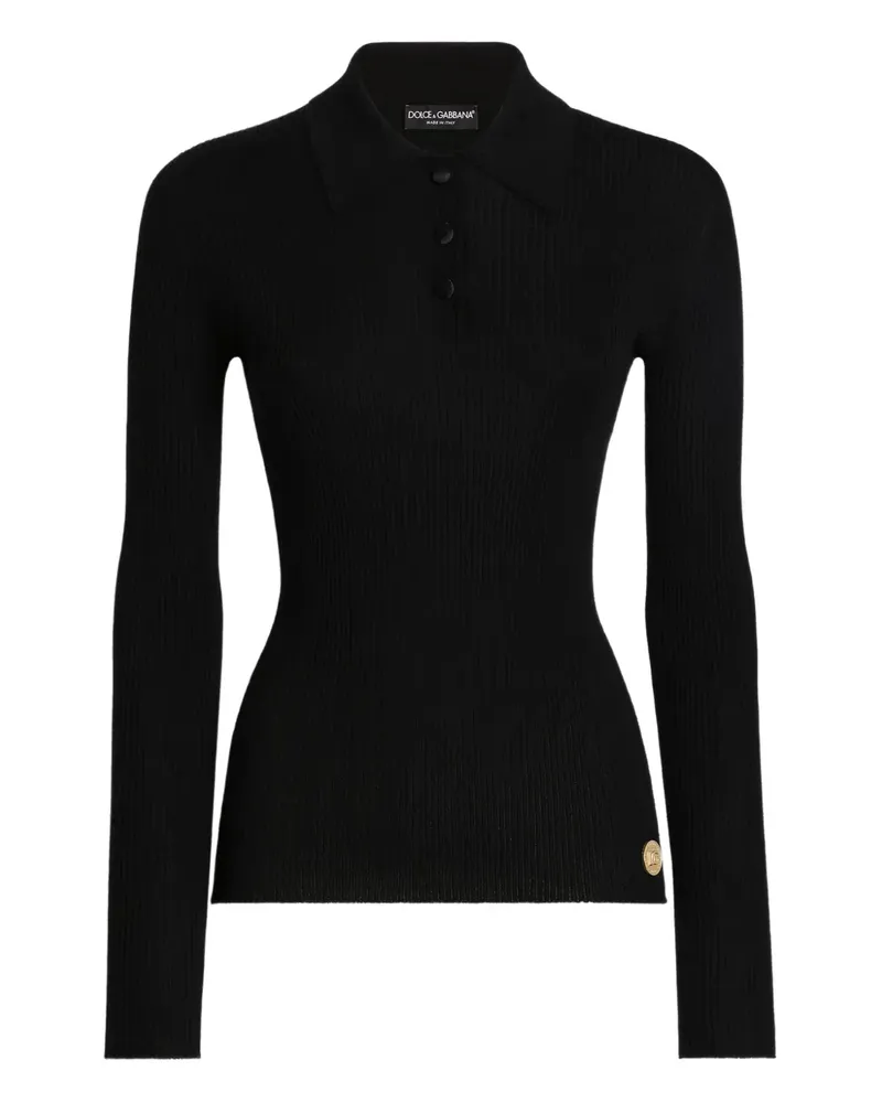 Dolce & Gabbana Geripptes Poloshirt - Schwarz Schwarz