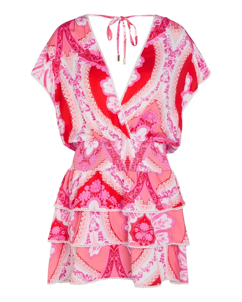 Melissa Odabash Jess paisley-print ruffled mini dress - Rosa Rosa
