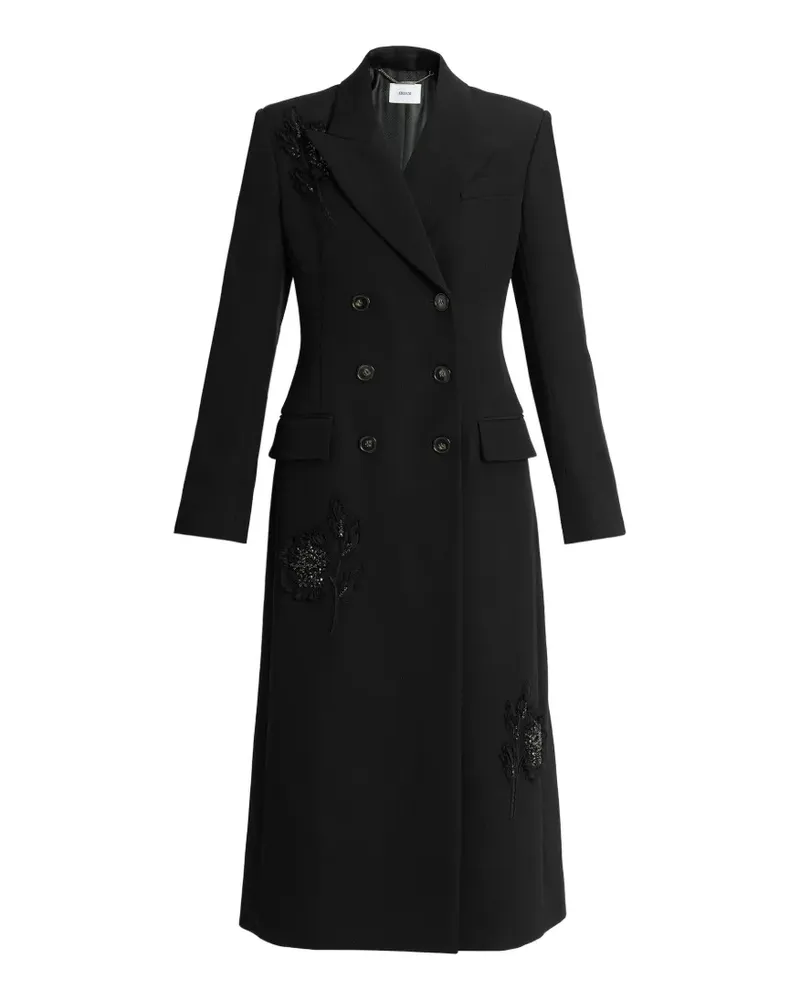 Erdem embroidered double-breasted coat - Schwarz Schwarz