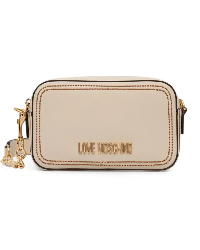 Moschino logo-lettering contrast-stitch crossbody bag - Nude Nude