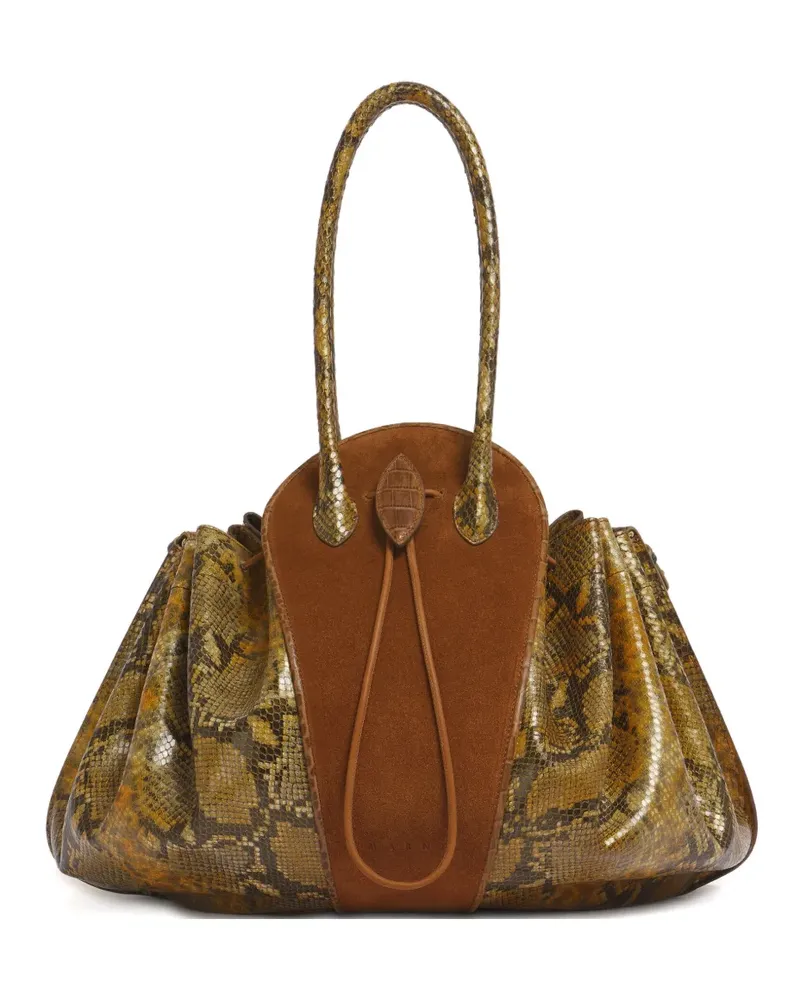 Marni large python-print shoulder bag - Braun Braun