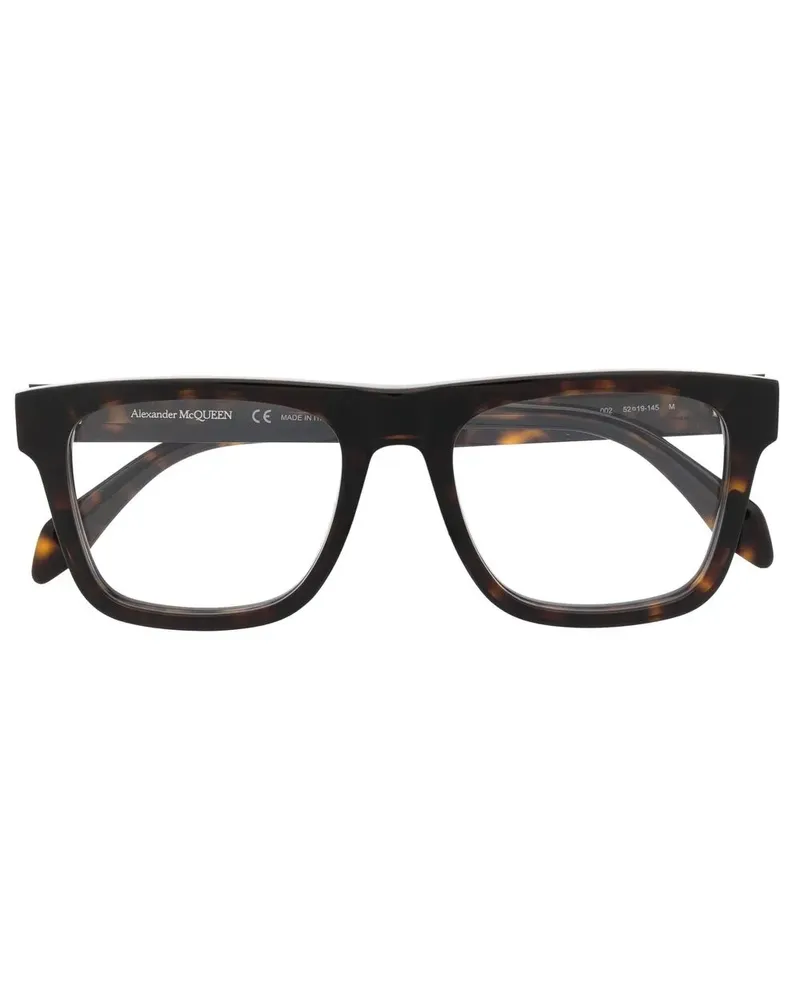 Alexander McQueen Eckige Brille in Schildpattoptik - Braun Braun