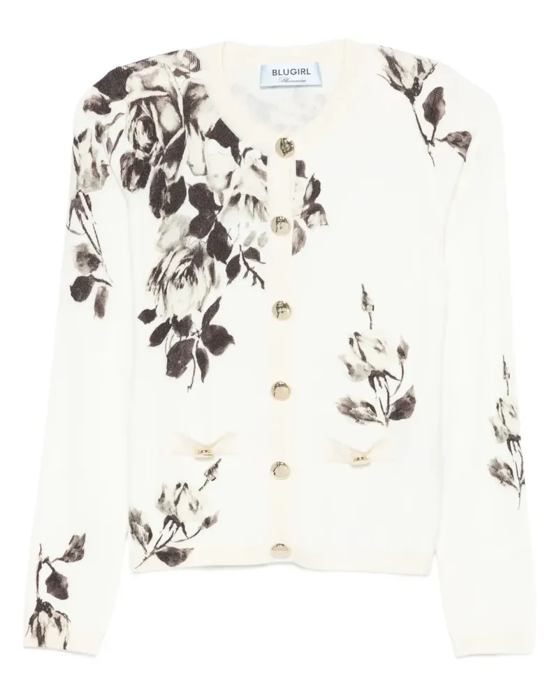Blumarine Cardigan mit Blumen-Print - Weiß Weiß