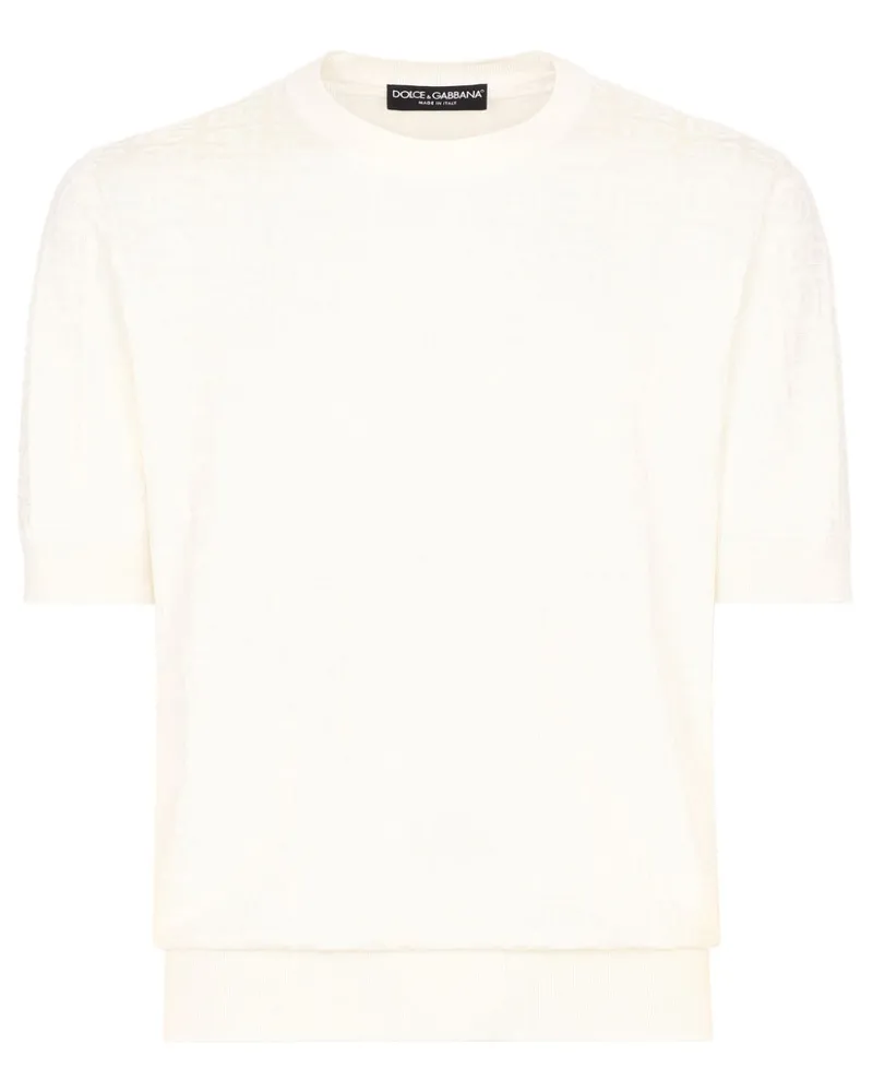 Dolce & Gabbana Seidenpullover mit DG-Logo - Weiß Weiß