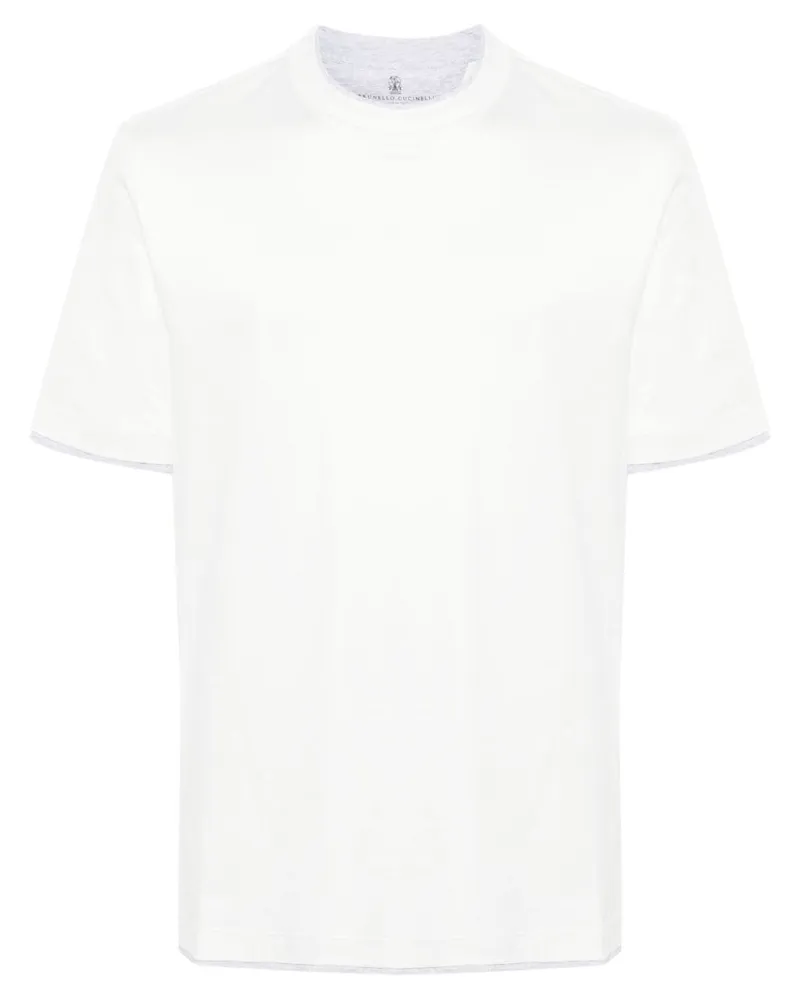 Brunello Cucinelli T-Shirt mit Kontrastdetails - Weiß Weiß