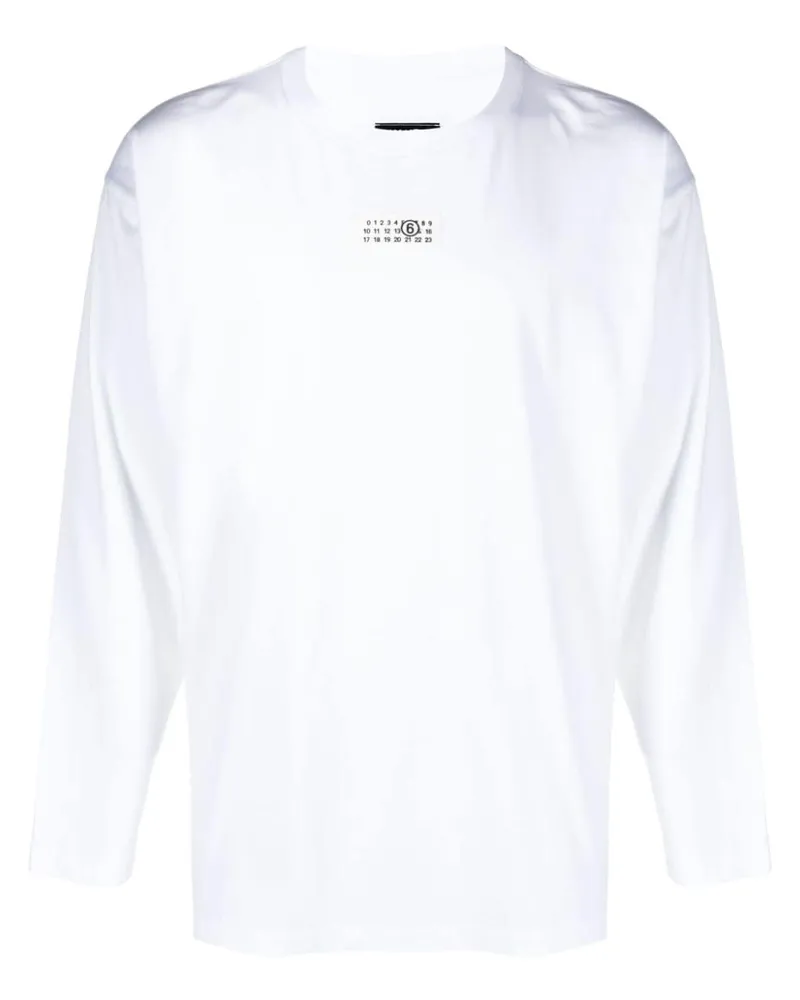 Maison Margiela Langarmshirt mit Nummern-Patch - Weiß Weiß