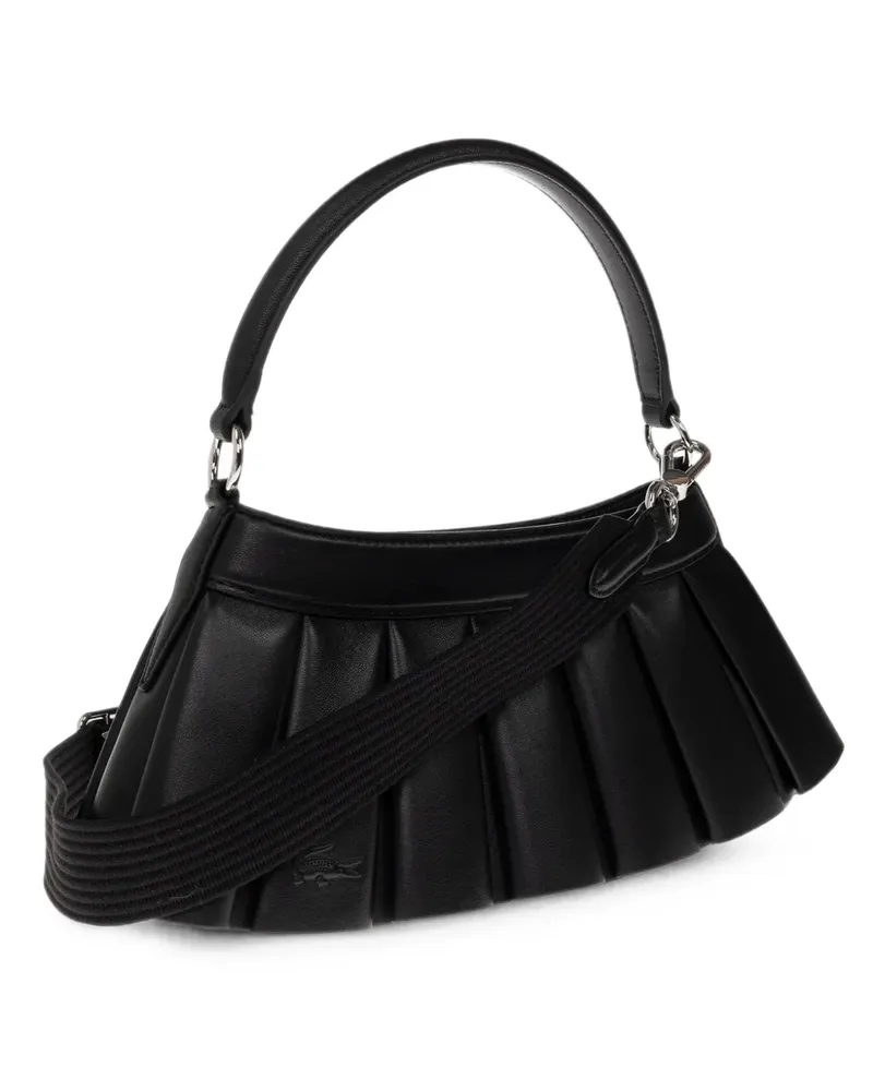 Lacoste Lenglen H pleated sheepskin leather tote bag - Schwarz Schwarz