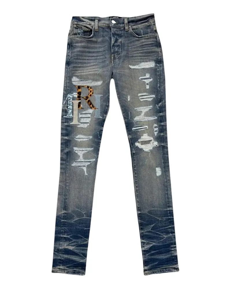 Amiri leather logo jeans - Blau Blau
