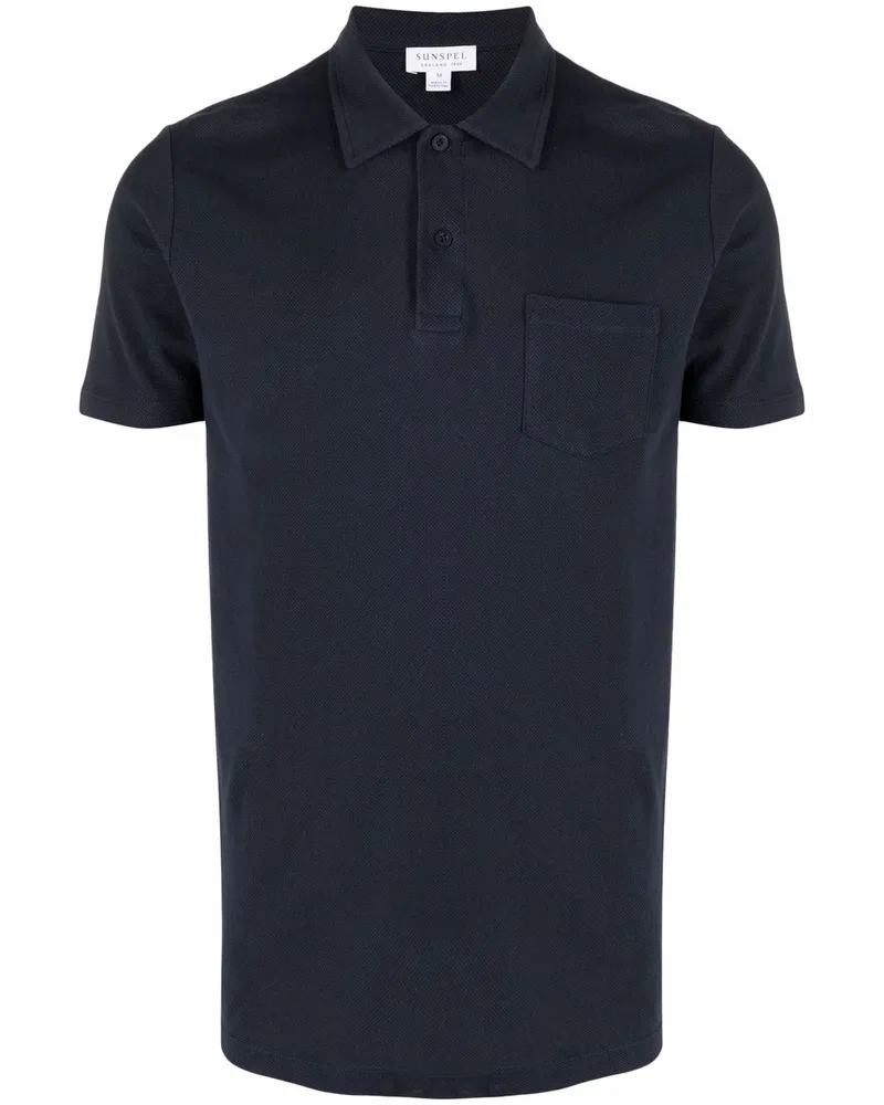 Sunspel Poloshirt mit aufgesetzter Tasche - Blau Blau