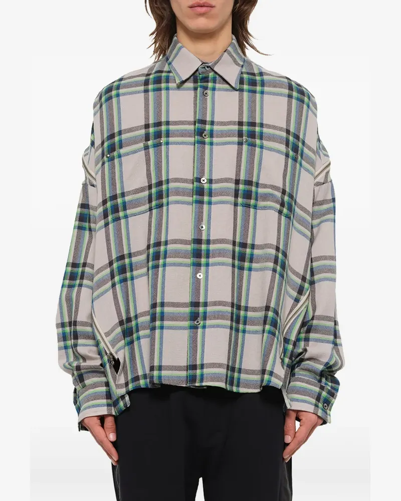 FACETASM check-pattern zip-detail shirt - Grau Grau