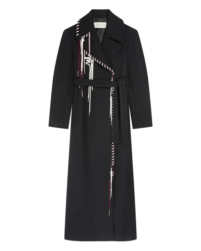 Dries van Noten Mantel mit Ziernähten - Schwarz Schwarz