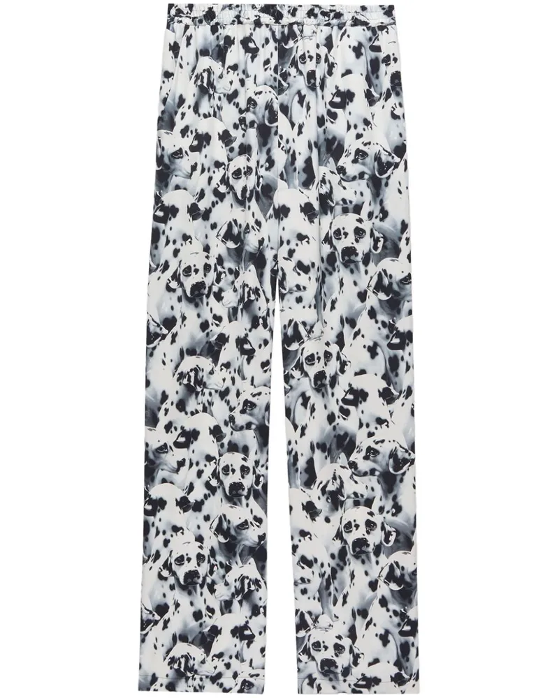 MSGM Weite Hose mit Hunde-Print - Weiß Weiß