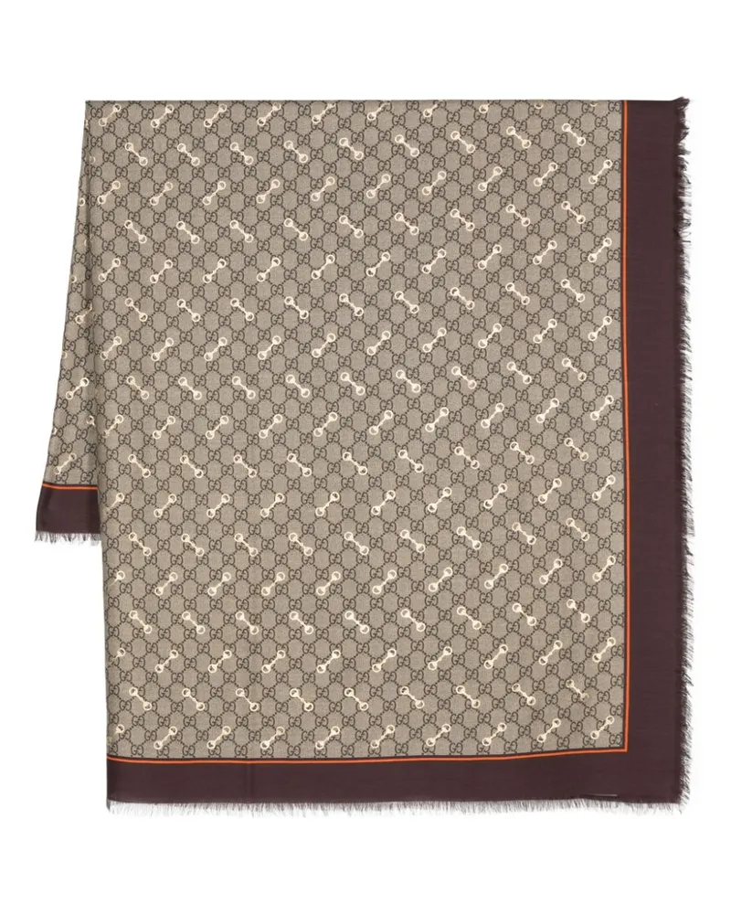 Gucci Schal mit GG Horsebit-Print - Braun Braun