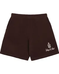 SPORTY & RICH Vendome Kaschmir-Shorts mit Logo-Stickerei Braun