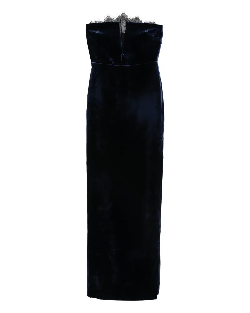 Roland Mouret Samtkleid mit Spitzenborten - Blau Blau