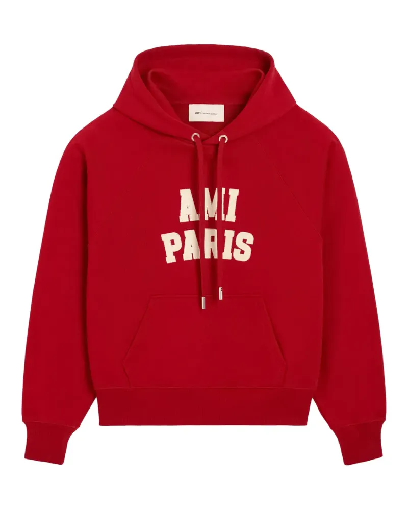 AMI Paris Hoodie aus Baumwolle mit -Stickereien - Rot Rot