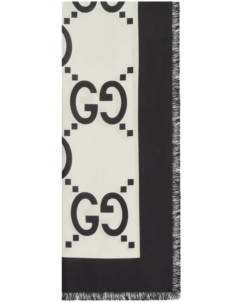 Gucci Seidenschal mit GG-Muster - Weiß Weiß