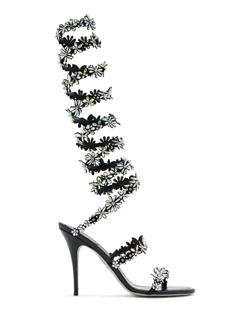 René Caovilla Sandalen mit Kristallen - Schwarz Schwarz