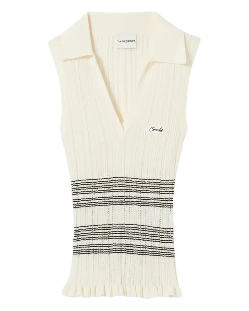 Claudie Pierlot Gestreiftes Poloshirt - Nude Nude