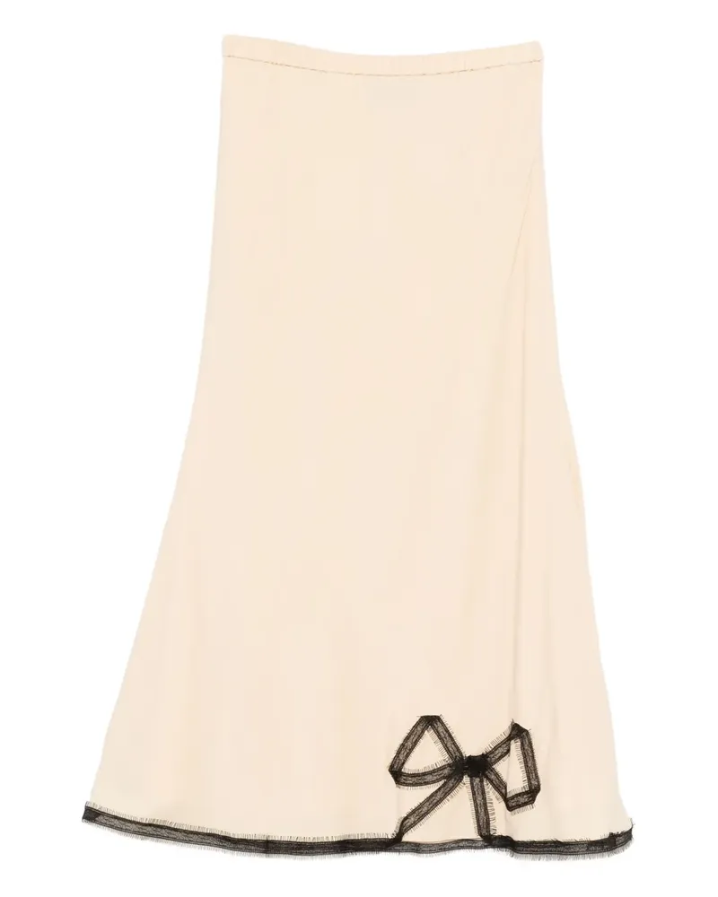 Rochas bow-trim midi skirt - Nude Nude