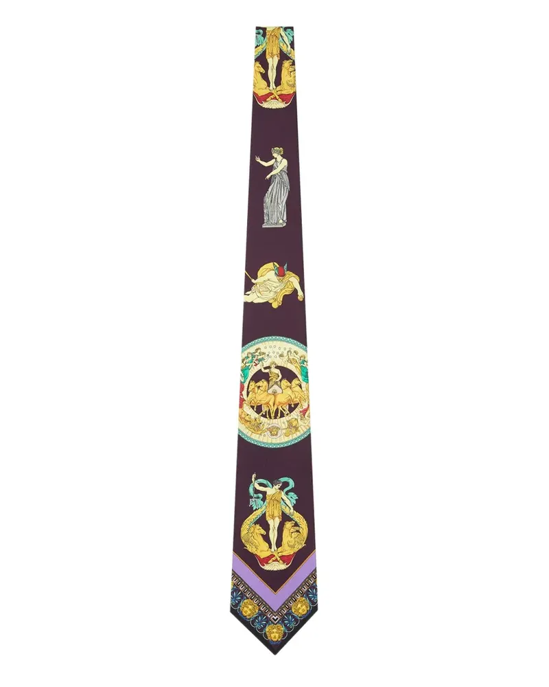 Versace Seidenkrawatte mit Barock-Print - Violett Violett