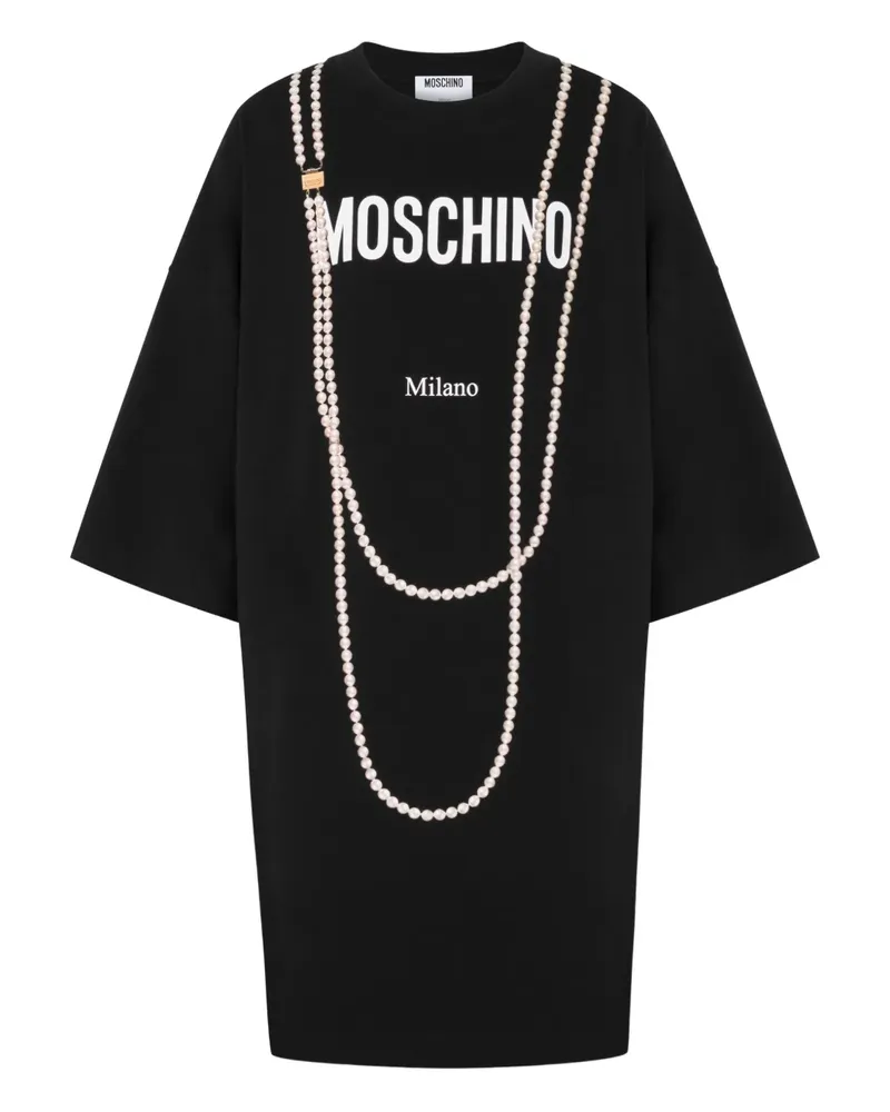 Moschino logo-print mini dress - Schwarz Schwarz