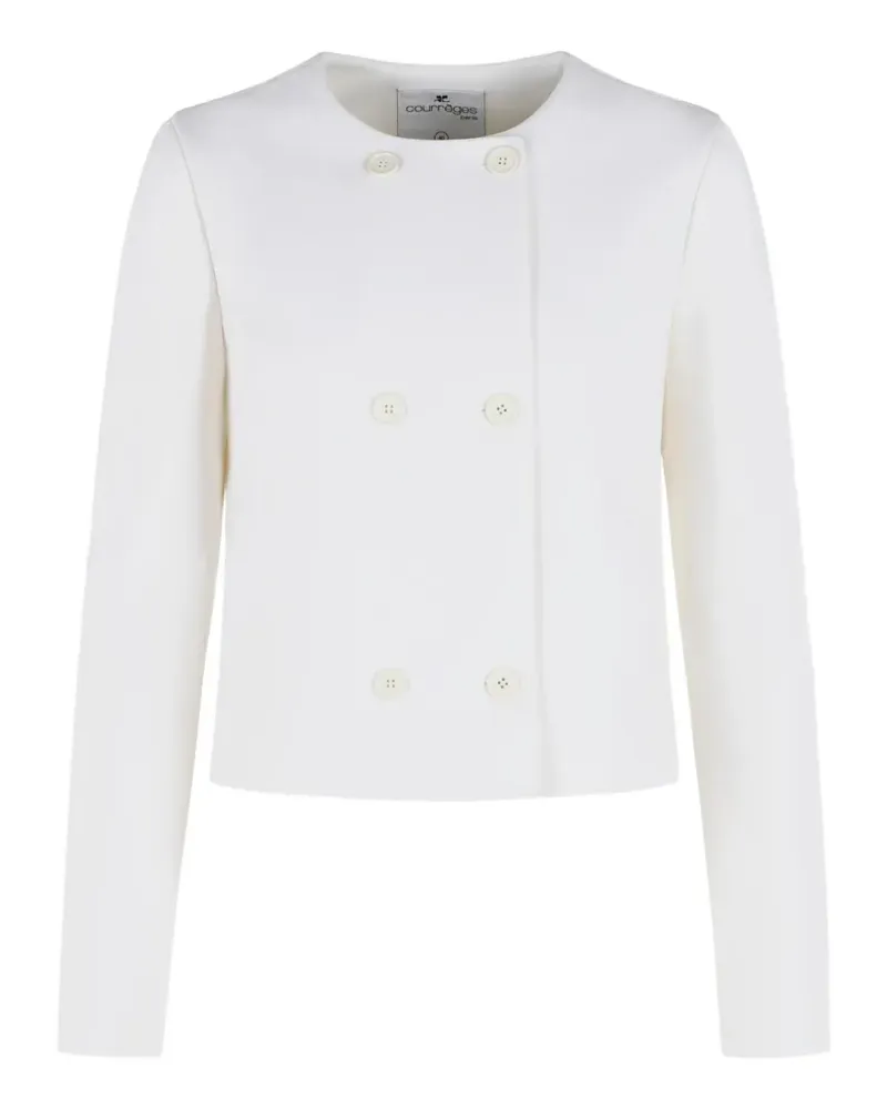 Courrèges double-breasted ribbed-panel jacket - Weiß Weiß