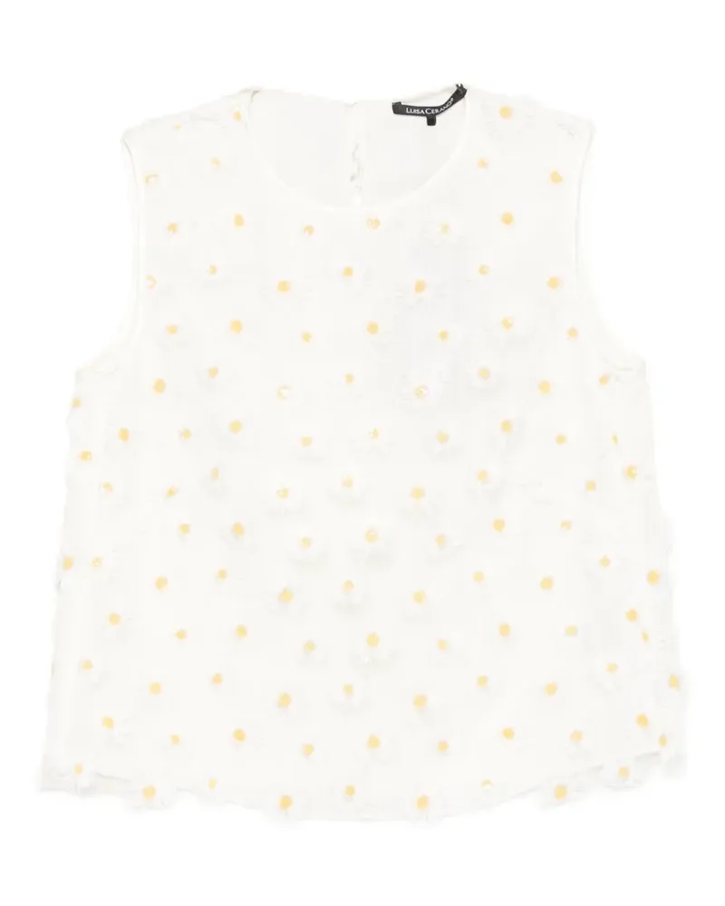 Luisa Cerano floral-appliqué top - Weiß Weiß