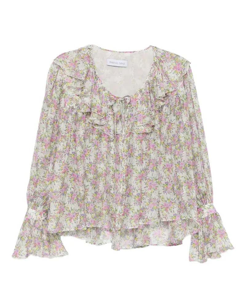 Raquel Diniz floral-print ruffled blouse - Weiß Weiß
