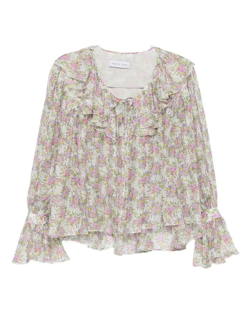 Raquel Diniz floral-print ruffled blouse - Weiß Weiß