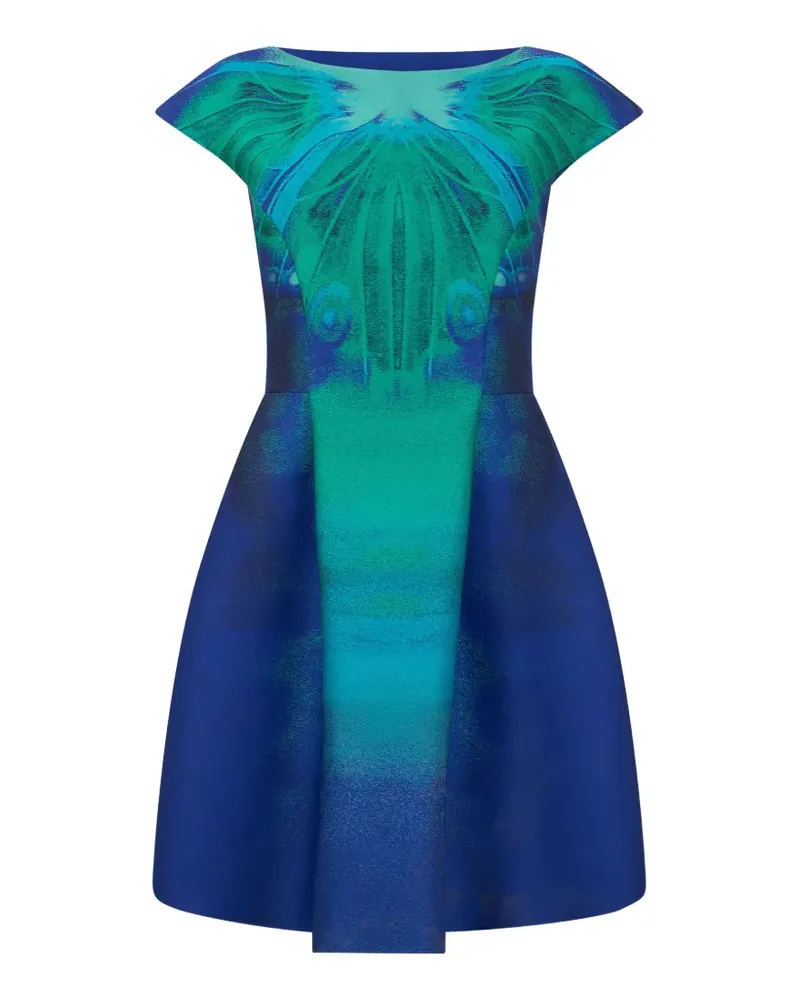 Alberta Ferretti printed trapeze mini dress - Blau Blau