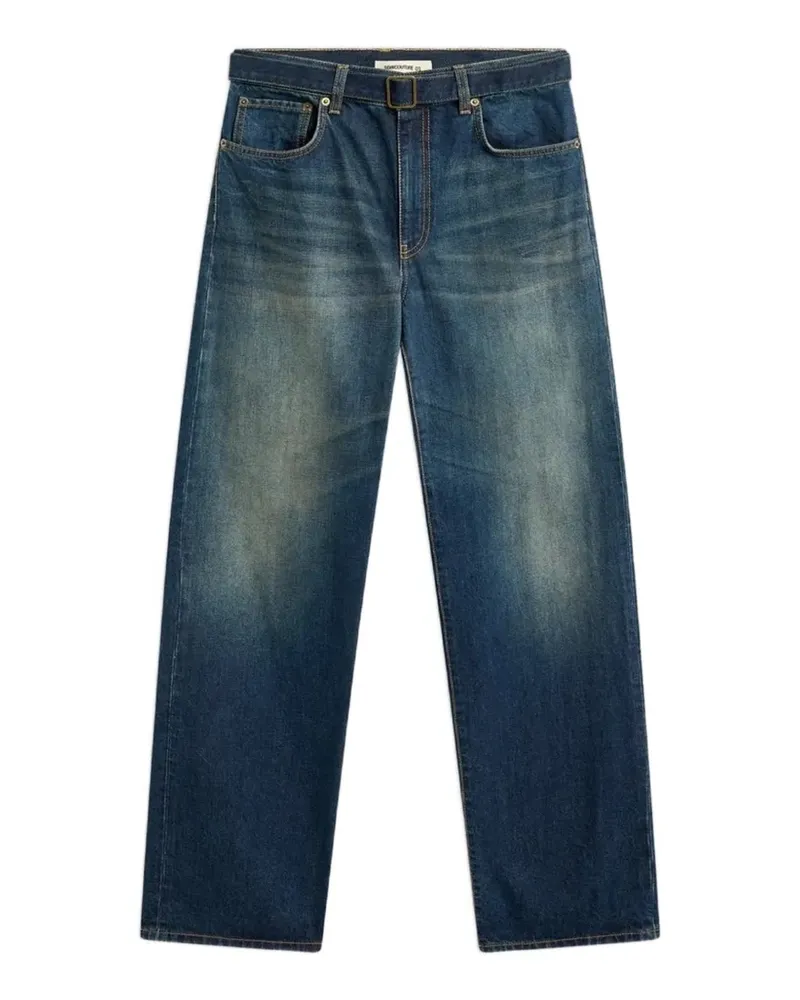 Semicouture Cynthia belted faded-effect jeans - Blau Blau