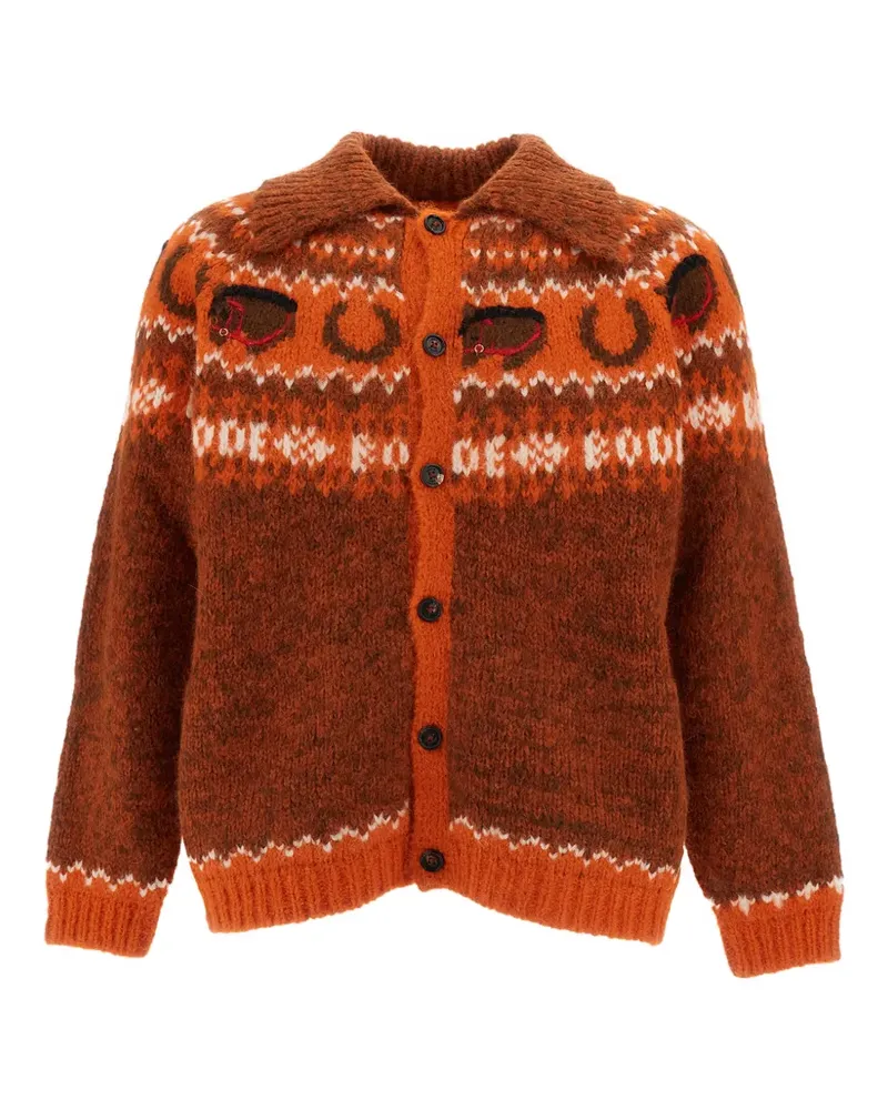 BODE Corral intarsia-motif horse-detail cardigan - Braun Braun