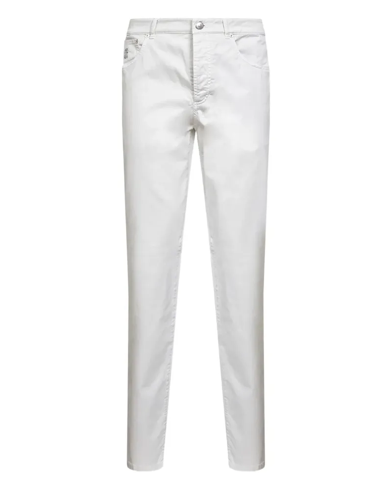 Brunello Cucinelli Bestickte Five-Pocket-Hose - Weiß Weiß