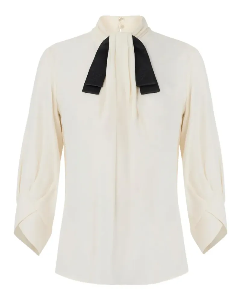 Elisabetta Franchi blouse in georgette fabric with bow-tie - Nude Nude