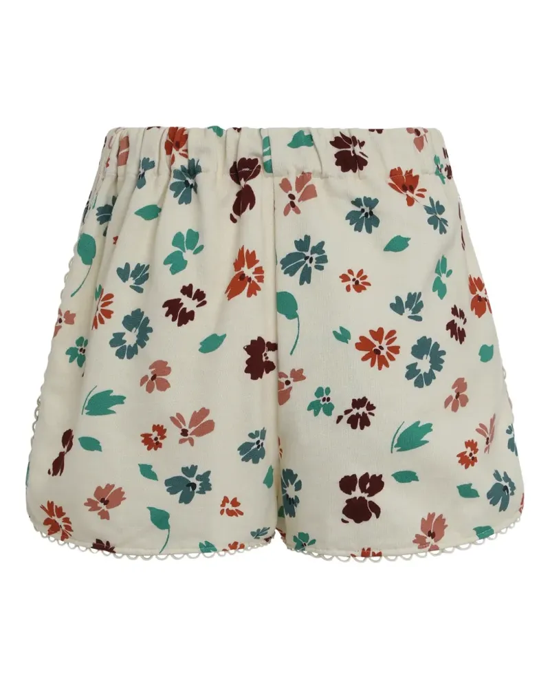 Kristina Ti floral-pattern cotton shorts - Nude Nude