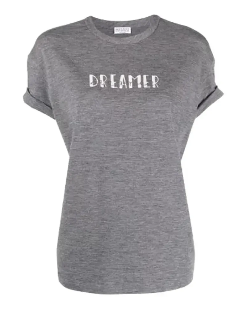 Brunello Cucinelli monili-chain rolled-cuff T-shirt - Grau Grau