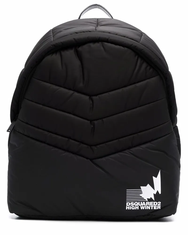 Dsquared2 Gepolsterter Rucksack mit Logo - Schwarz Schwarz